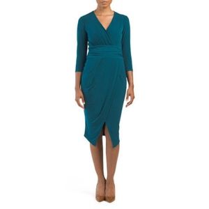 NWOT- Women Ruched Waist Tricot Jersey Dress